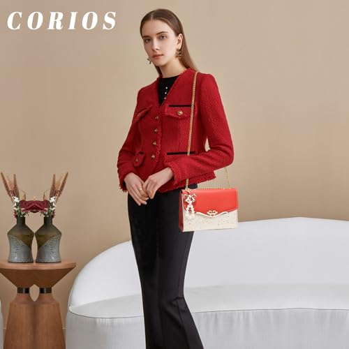 Image of CORIOS Elegant Shoulder Bag for Women - PU Leather Handbag with Sequin Crossbody & Messenger Bag Styles