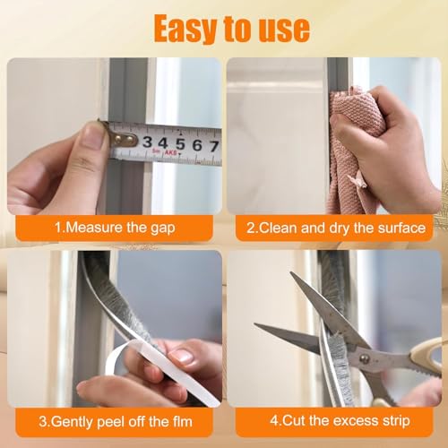 Bruiefpap 39.4FT Weather Stripping for Doors and Windows, Self-Adhesive Soundproofing Door Seal, Door Insulation for Sliding, Exterior, Frames and Front, 0.35'' Wide x 0.2'' Thick, White by Bruiefpap - Image 6