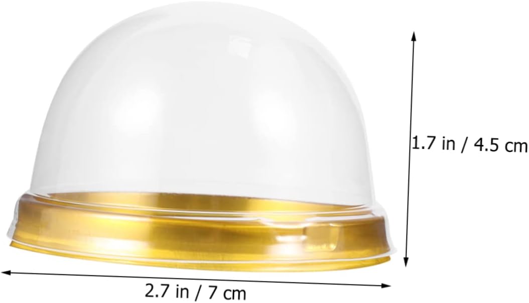 100Pcs Round Plastic Egg Yolk Crisp Packing Box with Golden Tray Dome Cupcake Containers for Baking and Dessert Display for Individual Serving