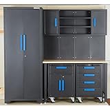 Strongway Steel Garage Storage System with Drawers, Pegboard, Shelves, Tabletop, 2 Rolling Cabinets, 81.5in. x 75.7in.