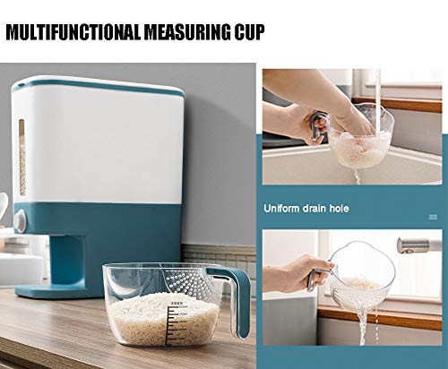 Rice Dispenser, Cereal Dispenser, Airtight Storage Containers For Grain Beans And Dry Food (With Drain Measuring Cup), 12Kg/26Lbs, Food Grade Pp Material #TOP4
