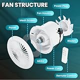 HG Power 150mm Reversible Extractor Fan with Remote Control, Two-way Exhaust Fan with Mesh Screens, Bathroom Exhaust Fan for Window Wall Ceiling Mount, Garage Basement Shed Use, White - Image 8
