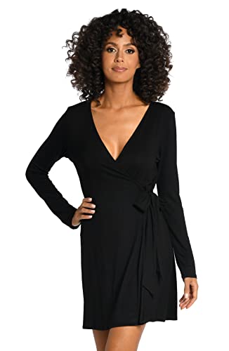 La Blanca Womens Wrap Around Dress Swimsuit Swimwear Cover Up, Black//Draped Darling, Medium Us #TOP2