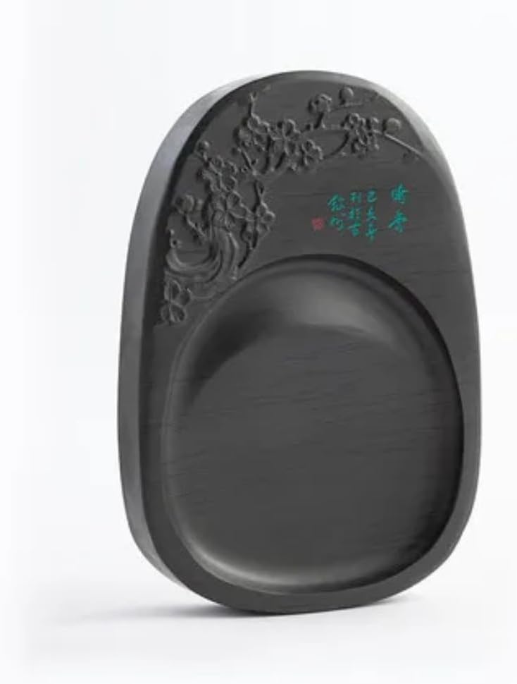 YTDJJWLS 8 Inch Chinese Inkstone Ink Made Natural Stone Paint Plate Ink Slab Ink Stone, Black