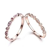 MYRAYGEM-wedding ring sets 2pcs Vintage Antique Bridal Rings Set,14k Rose Gold Natural Purple Amethy