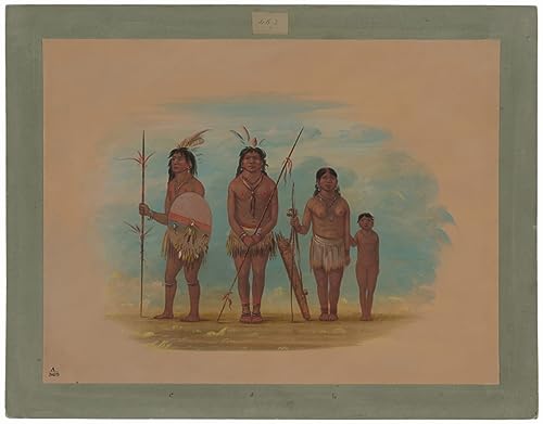 Poster Quatre Indiens Xingu George Catlin 58x90 cm toile sans cadre