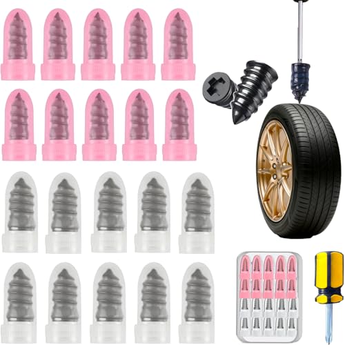 Tire Repair Rubber Nail, Vacuum Tire Repair Kits Spiral Rubber Nails, Self-Service Car Wheel...