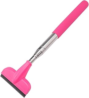 Multi-Use Window Squeegee, 2 in 1 Car Mirror Wiper Windshield Squeegee Window Cleaner Window Cleaning Brush Mini Portable Retractable Wiper for Home Glass,Shower,Outdoor (Pink)