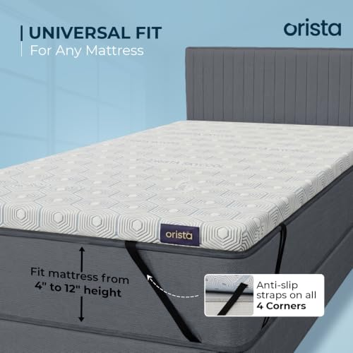 Image of Orista CoolTech Mattress Topper - Self-Cooling Fabric Technology, Up to 4C Cooler Than Regular Fabric | Plush Comfort & Pressure Relief | Breathable Airflow Design | Secure Fit Elastic Straps