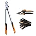 Produktbild markenbaumarkt24 FISKARS Set: PowerGear X Rollgriff-Gartenschere Bypass PX94 + Getriebeastschere Amboss LX99 L + Arbeitshandschuhe