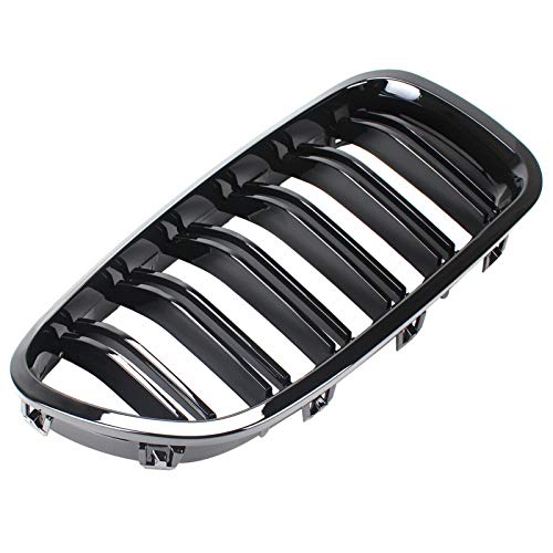 Zwbfu 2 peças preto brilhante capa de pára-choque dianteiro grade de rim substituição da grade de co