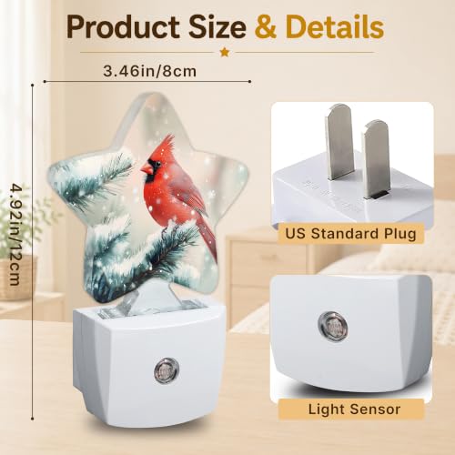Image of Cardinal Star Night Light Plug in, Soft Glow Night Light for Kids Bedroom Nursery, Gentle Warm Light for Sleep, Compact Lamp for Hallway Bathroom