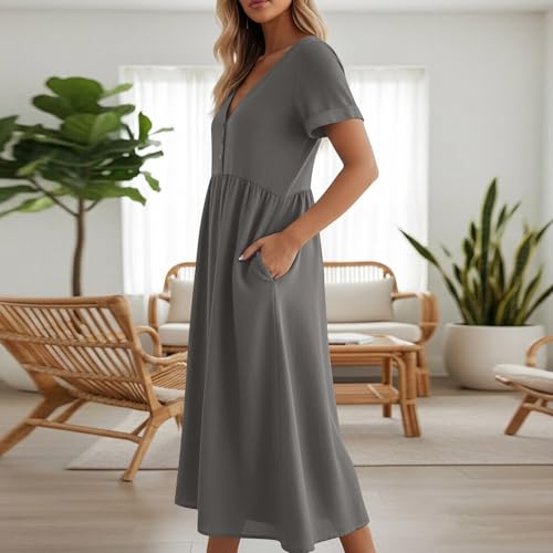 Robe d'été décontractée fluide avec poches pour masquer les rondeurs - 3