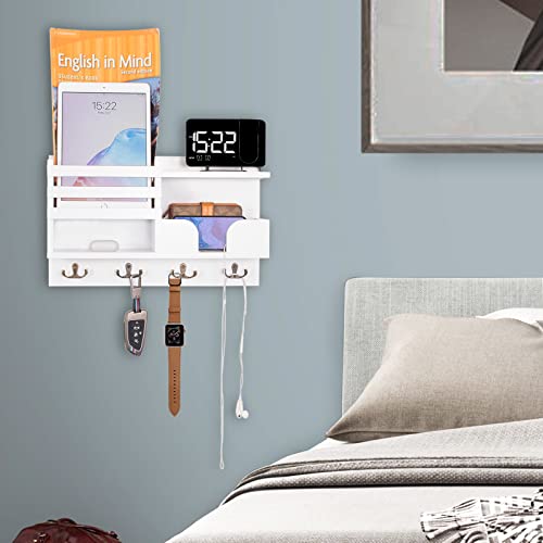 Qvcile Mail Organizer Wall Mount With Key Hooks And Wallet Holder, Key Holder For Wall With Sunglasses Storage And Dog Leash Holder, Rustic Key Racks Used In Front Door, Entryway, Mudroom(White) #TOP5