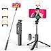 Selfie Stick Tripod with Fill Light, All in One Extendable Selfie Stick with Detachable Wireless Remote, Flexible Phone Tripod Stand Compatible with iPhone/Galaxy, Compact Size & Lightweight