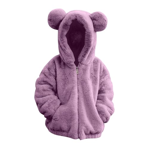 Baby Boy Flannel Kids Zip Up Fuzzy Fleece Jacket Teddy Coat Ultra Soft Bear Ears Hoodie Sweatshirt Toddler Winter Coat