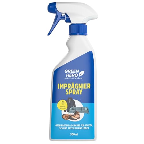 Green Hero Textil Imprägnierspray 500 ml | gegen Regen & Schmutz für Jacken, Schuhe, Sofa, Couch und Leder | effektive Nanoversieglung | Imprägnierung für Textilien mit Bester Waschbeständigkeit