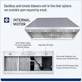 CHETTO C Black Stainless Steel Range Hood with High CFM Vent Hood Insert 4-Speed Settings Baffle Filter LED Lights 54"W x24"D x27"H Wall Mount
