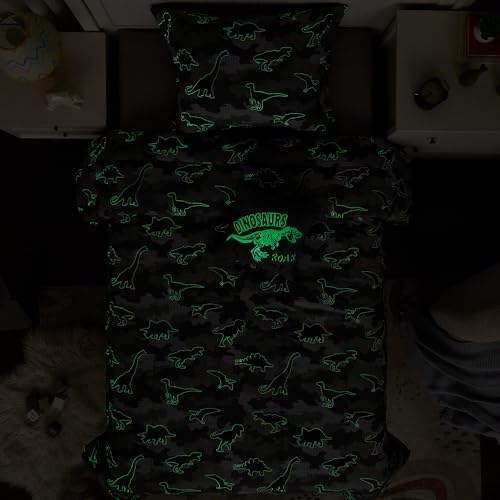 Twin Comforter Set for Boys-3 Pieces Glow in The Dark Dinosaur Twin XL Bedding Set with 1 Comforter, 1 Decor Pillow, 1 Pillow Sham
