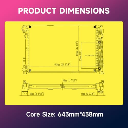 Image of Engine Coolant Radiator with Transmission Oil Cooler Compatible with Mercedes-Benz C350 3.5L 2010-2015,C300 3.0L 2008-2012,GLK350 3.5L 2010-2015,C300 3.5L 2010-2011 2013-2014 & More