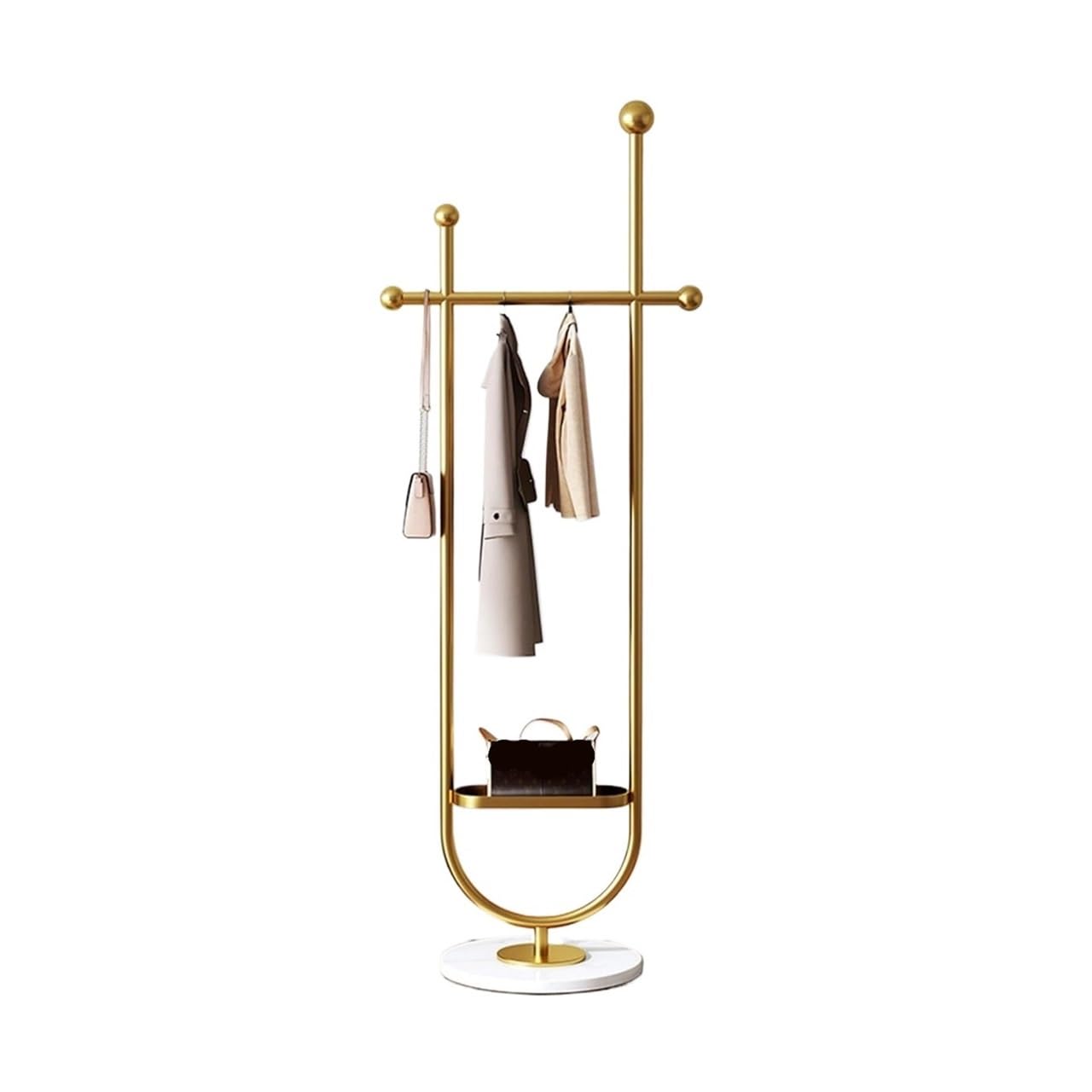 Dh2yjnbf3 Standing Heavy-Duty Metal Coat Rack,Gold Clothes with Marble Base,Sturdy Garment for Storing, Shirts Hallway(White)