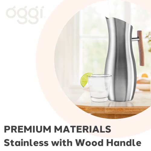 OGGI Slimline Stainless Steel Pitcher- Stainless Steel Water w/Ice Guard, Water Carafe, Great Metal Container for Entertaining, Ideal 68oz / 2 Lt Drink Pitcher by Oggi - Image 5