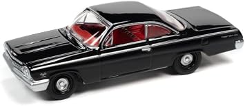 ModelToyCars 1962 Chevy Bel Air Bubbletop, Tuxedo Black - Johnny Lightning JLSP187/24B - 1/64 Scale Diecast Car