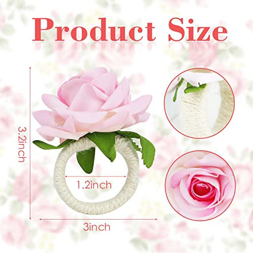 Set Of 24 Flower Napkin Rings Champagne Rose Napkin Rings Pink Handicraft Flower Napkin Rings Pink Flower Napkin Holder Wedding Napkin Holder Table Decoration For Wedding Banquet Birthday Party #TOP3