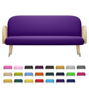 Magshion Futon Cover Slipcover Armless Sofa Cover Furniture Protector Without Armrests Slipcover Soft with Elastic Bottom Queen Size 60″x80″x6″ Purple
