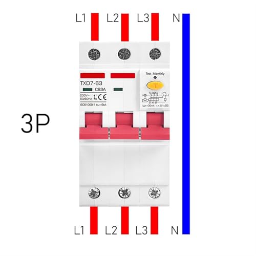 Protecteur de fuite 15mA 30mA contre le risque d'électrocution pour disjoncteur triphasé RCD 2P