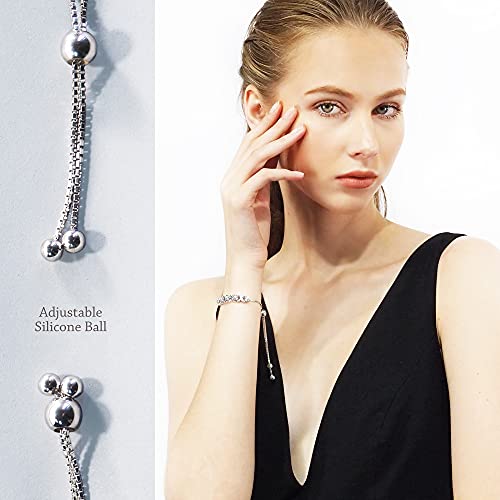 Belinda Jewelz April Birthstone Bangle Bracelet For Women Classic Beautiful 925 Sterling Silver Sparkling Gemstone Xo Bolo Tennis Bracelets Fine Wrist Jewellery 4.2 Carat White Topaz 11 Inch #TOP1