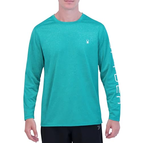 Spyder Men's Long Sleeve Rashguard – Quick-Dry Swim Shirt Sun Protection, Performance Long Sleeve Top, Scuba, Medium