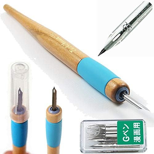 Tachikawa Comic Pen Nib Holder(T-40) + Zebra G Model Chrome 10 Nibs(PG-6C-C-K)