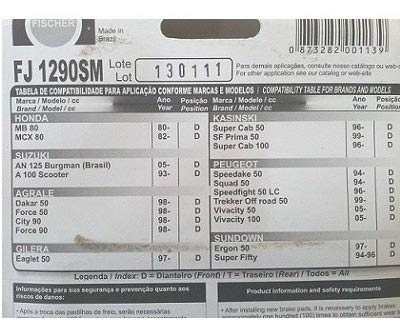 Pastilha Freio Dianteira Burgman 125 (fj1290) Fischer