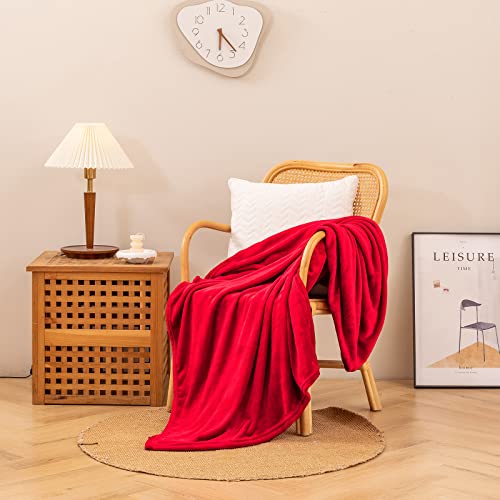 Ruikasi Fleece Blanket Throws Red - Fluffy Twin Size Throw Blanket For Sofa, Warm Couch Blankets Soft, 60X80 Inches #TOP1