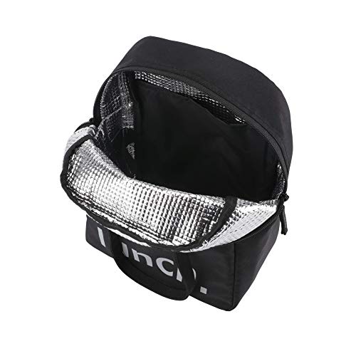 Image of HOOM Insulated Lunch Bag for Office Men, Women and Kids, Leak Proof Water Resistant Polyester Made Lunch Tiffin Bag with Quotes (Black Keep Calm It's Lunch Time)