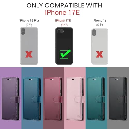 FLIPALM Wallet Case for iPhone 17e with Credit Card Holder,PU Leather Folio Flip Kickstand Protective Shockproof Cover for Apple 17e Phone Case (Green) by FLIPALM - Image 2