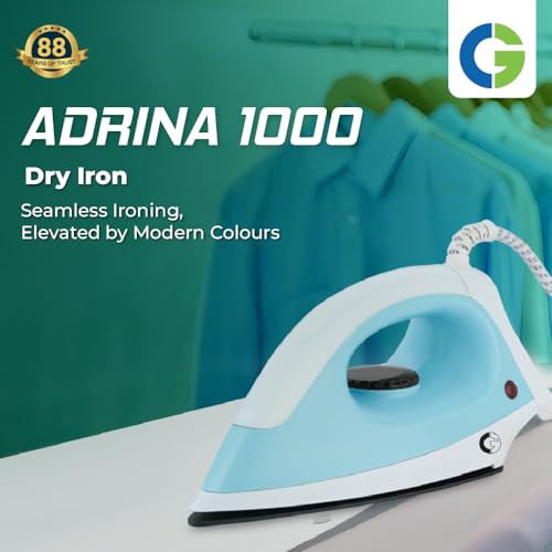 Image of CG -IRADR1000 Adrina Dry Iron 1000 W with Anti-Bacterial Non-Stick, German Coated Soleplate, 360 Degree Flexi Cord, Shock Proof Body, BIS Certified 2 Yr Replacement Manufacturer Warranty