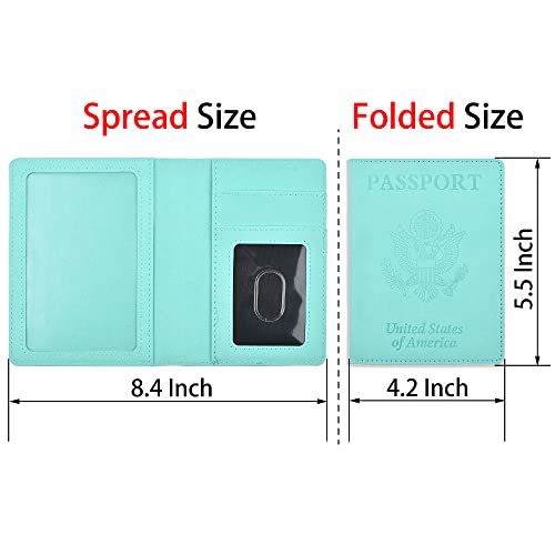 Doulove Passport And Vaccine Card Holder Combo Rfid Blocking, Upgraded Travel Wallet Passport Holder With Vaccination Card Slot, Passport Cover For Women Men With Id Card Slot Light Blue #TOP3