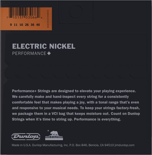 Jim Dunlop Den0946 Nickel Wound Electric Guitar Strings, Light/Heavy, .009–.046, 6 Strings/Set #TOP1
