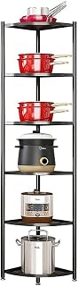 6-Tier Kitchen Corner Shelf Triangular Corner Pot Rack Storage Shelf Multi-tier,Carbon Steel Cookware Stand Home Storage Organizer Holder for Pans Pots and Kettles