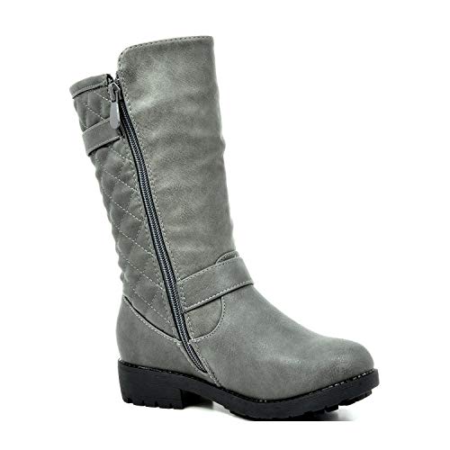 Dream Pairs Girls Knee High Winter Motorcycle Riding Boots Knice Grey Size 2 Little Kid #TOP6