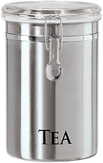 Oggi 6597.0 60-Ounce Brushed Stainless Steel "Tea" Airtight Canister with Acrylic Lid
