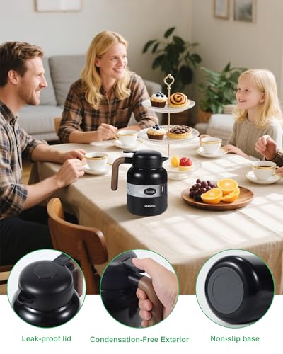 Image of 46 Oz Thermal Coffee Carafe, Stainless Steel Insulated Vacuum Coffee Carafes For Keeping Hot, 1.3 Liter Beverage Dispenser (Matte Black)