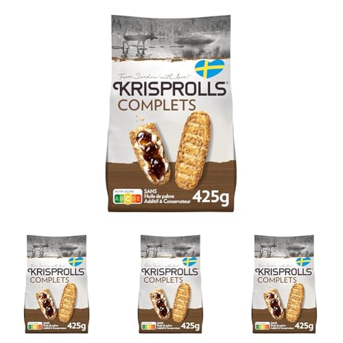 KRISPROLLS - Petits Pains Suédois Complets - Sans Huile De Palme - Sans Additif Ni Conservateur - 425g (Lot de 4)