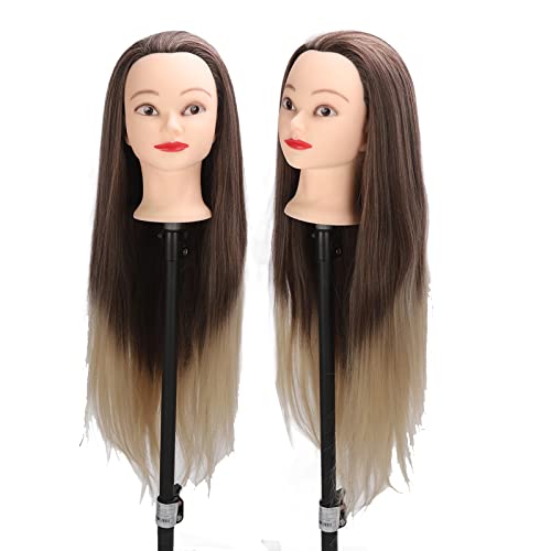 Training Head Mannequin Head, Long Hair Styling Practice Head, Life Like Scalp for Ironing Braiding Dyeing, High Temperature Fiber Material with Soft Smooth Hair, for Beauty Teache