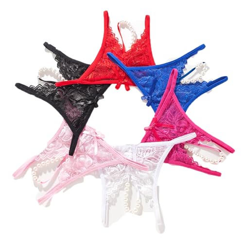 Image of Women Sexy Panties Plus Size Underwear Lace Thongs Low Rise G-String Cheeky Underpants