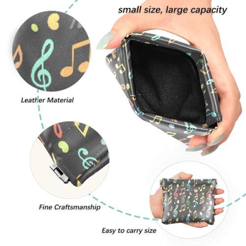 Musical Instruments Pattern Coin Purse Leather Pouch Change Purse, Squeeze Coin Pouch for Cards, Keys & Lipsticks, Unisex2