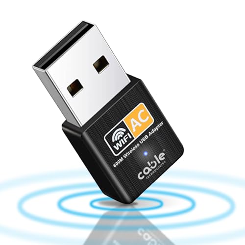 Clé WiFi USB Double Bande 2,4/5 GHz, antenne WiFi 600 Mbps, Plug and Play, Adaptateur réseau sans Fil pour PC/Ordinateur de Bureau/Tablette/Ordinateur Portable, Compatible avec Windows, Mac OS X