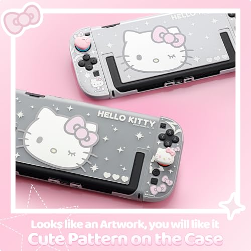 Kuitmor Dockable PC Protective Case Compatible with Switch 2 Model 2025, All-Round Protection Hard Protective Shell for Switch 2 2025 Accessories(Pearlescent Silver Hello Kitty) by Kuitmor - Image 3